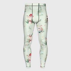 Тайтсы мужские Олени, медведи и еноты, цвет: 3D-принт