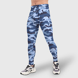 Тайтсы мужские Синий Камуфляж Camouflage, цвет: 3D-принт — фото 2