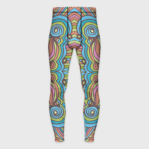 Мужские тайтсы Абстрактный разноцветный узор Линии, волны, полосы / 3D-принт – фото 1
