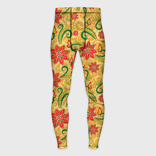 Мужские тайтсы Оранжевая хохлома / 3D-принт – фото 1