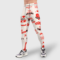 Тайтсы мужские Поздравления - паттерн - HAPPY VALENTINES DAY, цвет: 3D-принт — фото 2