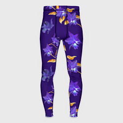 Тайтсы мужские Цветы Фиолетовые Ирисы На Синем Фоне, цвет: 3D-принт