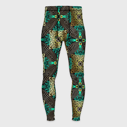 Мужские тайтсы Золотые и зеленые квадраты абстракция / 3D-принт – фото 1