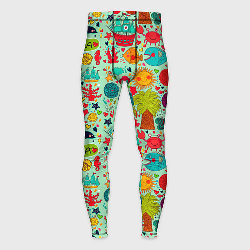 Мужские тайтсы LOVE SUMMER SEA / 3D-принт – фото 1