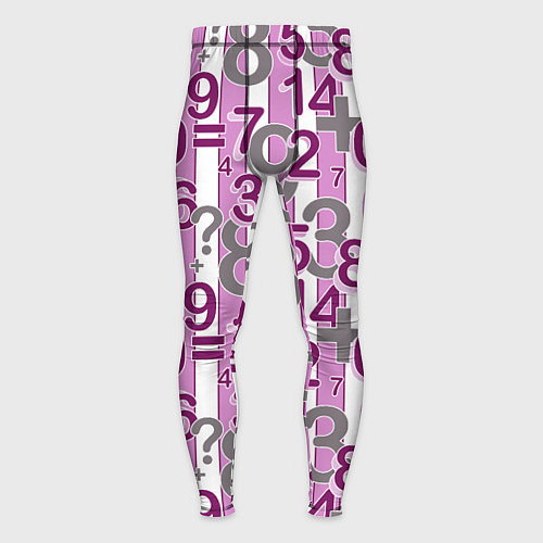 Мужские тайтсы Бело-розовый узор Арифметика / 3D-принт – фото 1
