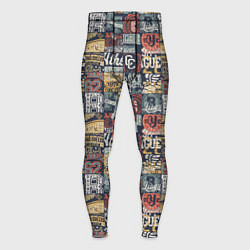 Тайтсы мужские Спортивные логотипы, цвет: 3D-принт