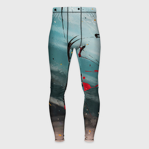 Мужские тайтсы Абстрактные пластины в синем тумане и краски / 3D-принт – фото 1