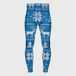 Мужские тайтсы Рождественский синий свитер с оленями