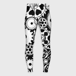 Тайтсы мужские Шестеренки в черно-белом стиле, цвет: 3D-принт