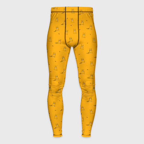 Мужские тайтсы Собаки сибу-ину на оранжевом фоне / 3D-принт – фото 1