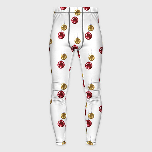 Мужские тайтсы Золотые и красные елочные шары - паттерн / 3D-принт – фото 1