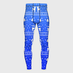 Тайтсы мужские Синий орнамент с оленями, цвет: 3D-принт