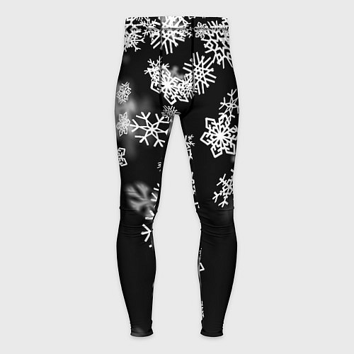 Мужские тайтсы Белые снежинки / 3D-принт – фото 1