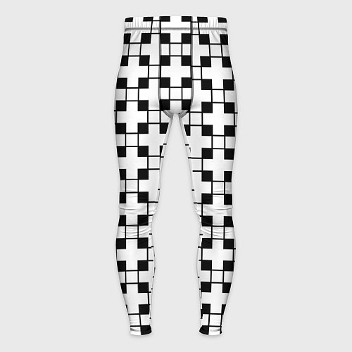 Мужские тайтсы Геометрический черно-белый узор / 3D-принт – фото 1