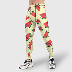 Тайтсы мужские Кусочки арбуза на желтом фоне, цвет: 3D-принт — фото 2