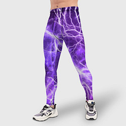 Тайтсы мужские Текстура молнии, электро, цвет: 3D-принт — фото 2