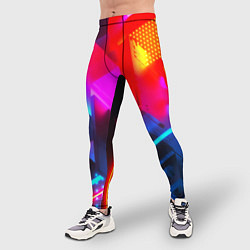 Тайтсы мужские Neon stripes color, цвет: 3D-принт — фото 2