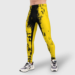 Тайтсы мужские Вертикальная черно-желтая полоса Cyberpunk 2077, цвет: 3D-принт — фото 2