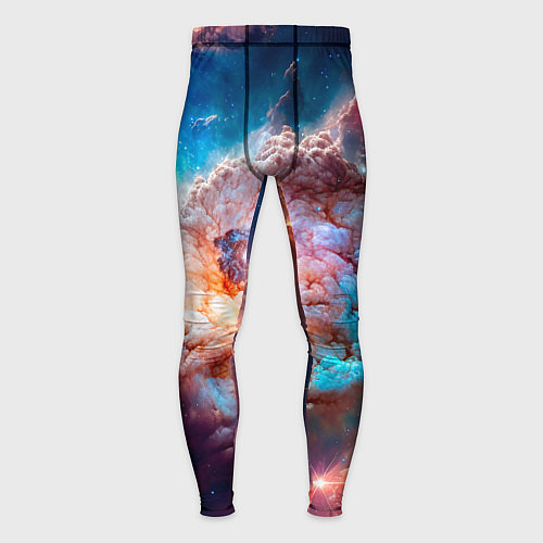 Мужские тайтсы Небула в космосе в голубо-розовых тонах - нейронна / 3D-принт – фото 1