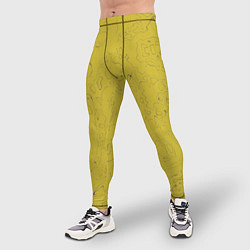 Тайтсы мужские Рябь - зеленовато-желтый и фиолетовый - узор Хуф и, цвет: 3D-принт — фото 2