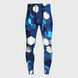 Тайтсы мужские Cyber hexagon Blue, цвет: 3D-принт