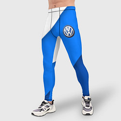 Тайтсы мужские Volkswagen - голубые линии, цвет: 3D-принт — фото 2