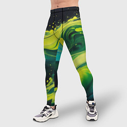Тайтсы мужские Жидкая текущая зеленая краска, цвет: 3D-принт — фото 2
