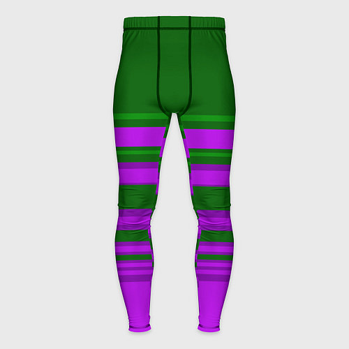 Мужские тайтсы Зелено-фиолетовый узор в полоску / 3D-принт – фото 1
