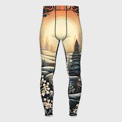 Тайтсы мужские Зимний предновогодний пейзаж, цвет: 3D-принт