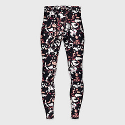 Тайтсы мужские Текстура бело-бордовый пёстрая, цвет: 3D-принт