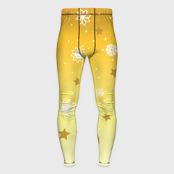 Мужские тайтсы Снежинки и звезды на желтом