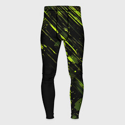Тайтсы мужские Зеленая краска на черном фоне, цвет: 3D-принт