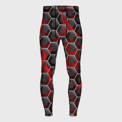 Тайтсы мужские Красные узоры шестиугольник, цвет: 3D-принт