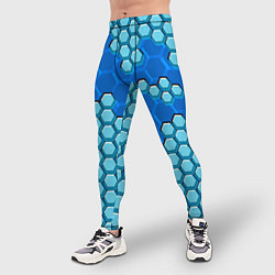 Тайтсы мужские Синяя энерго-броня из шестиугольников, цвет: 3D-принт — фото 2