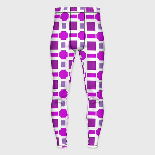 Мужские тайтсы Фиолетовые кирпичики и белые полосы / 3D-принт – фото 1