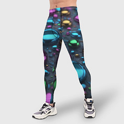 Тайтсы мужские Абстрактция с разноцветными металлическими овалами, цвет: 3D-принт — фото 2