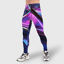 Тайтсы мужские Фиолетовые абстрактные треугольники, цвет: 3D-принт — фото 2