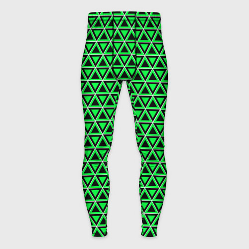 Мужские тайтсы Зелёные и чёрные треугольники / 3D-принт – фото 1