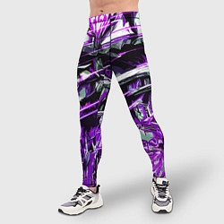 Тайтсы мужские Агрессивный металл и фиолетовые линии, цвет: 3D-принт — фото 2
