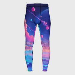 Мужские тайтсы Fantastic space landscape - neon glow