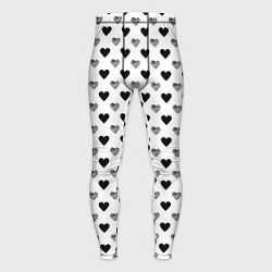Тайтсы мужские Черно-белые сердечки, цвет: 3D-принт