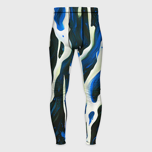 Мужские тайтсы Текучая краска белая и синяя / 3D-принт – фото 1