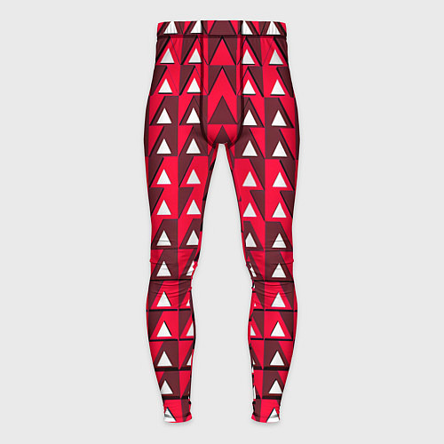 Мужские тайтсы Белые треугольники на красном фоне / 3D-принт – фото 1