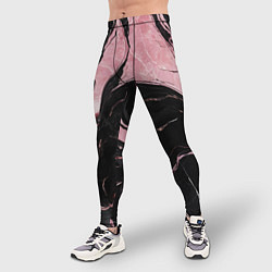 Тайтсы мужские Черно-розовый мрамор, цвет: 3D-принт — фото 2
