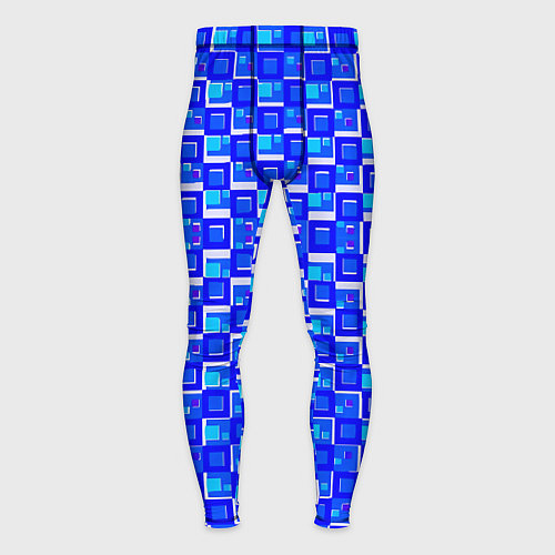 Мужские тайтсы Синие квадраты на белом фоне / 3D-принт – фото 1