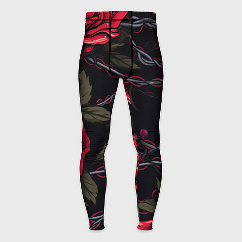 Мужские тайтсы Череп и красные розы / 3D-принт – фото 1