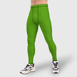 Тайтсы мужские Кислотный зелёный имитация сетки, цвет: 3D-принт — фото 2