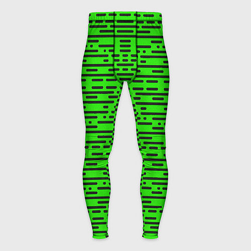 Мужские тайтсы Чёрные полосы на зелёном фоне / 3D-принт – фото 1