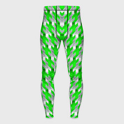 Тайтсы мужские Зелёно-белый паттерн, цвет: 3D-принт