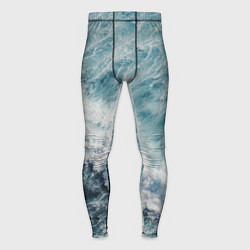 Тайтсы мужские Морская бирюзовая волна, цвет: 3D-принт